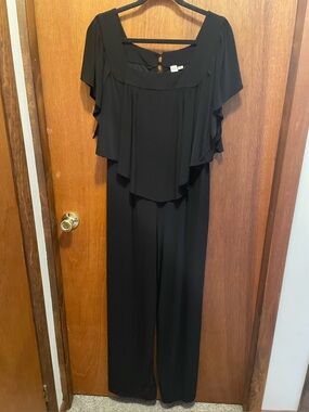 Soho Apparel Black Draped Cape-Style Jumpsuit